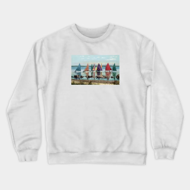 1925 Rainbow Fleet of Sailboats, Nantucket Crewneck Sweatshirt by historicimage